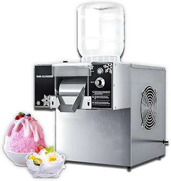 Tabletop Electric Snowflake Crusher, Stainless Steel Ice Shaver Machine Snow Cone Maker, Ice Cream Equipment Dessert Shop