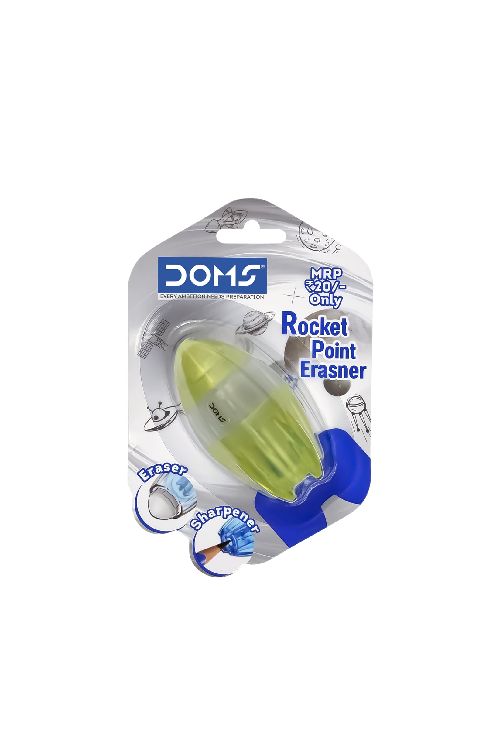 Doms Non Toxic Rocket Point Erasner | Non Toxic & Safe For Childrens | Easy Holding For ComFortable Erasing & Sharpning | Soft Dust Free Erasner | Pack of 5 - Image 9 thumbnail