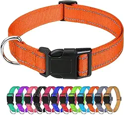 Coleira refletiva para cães, de neoprene macio, respirável, respirável, ajustável, para cães grandes, laranja