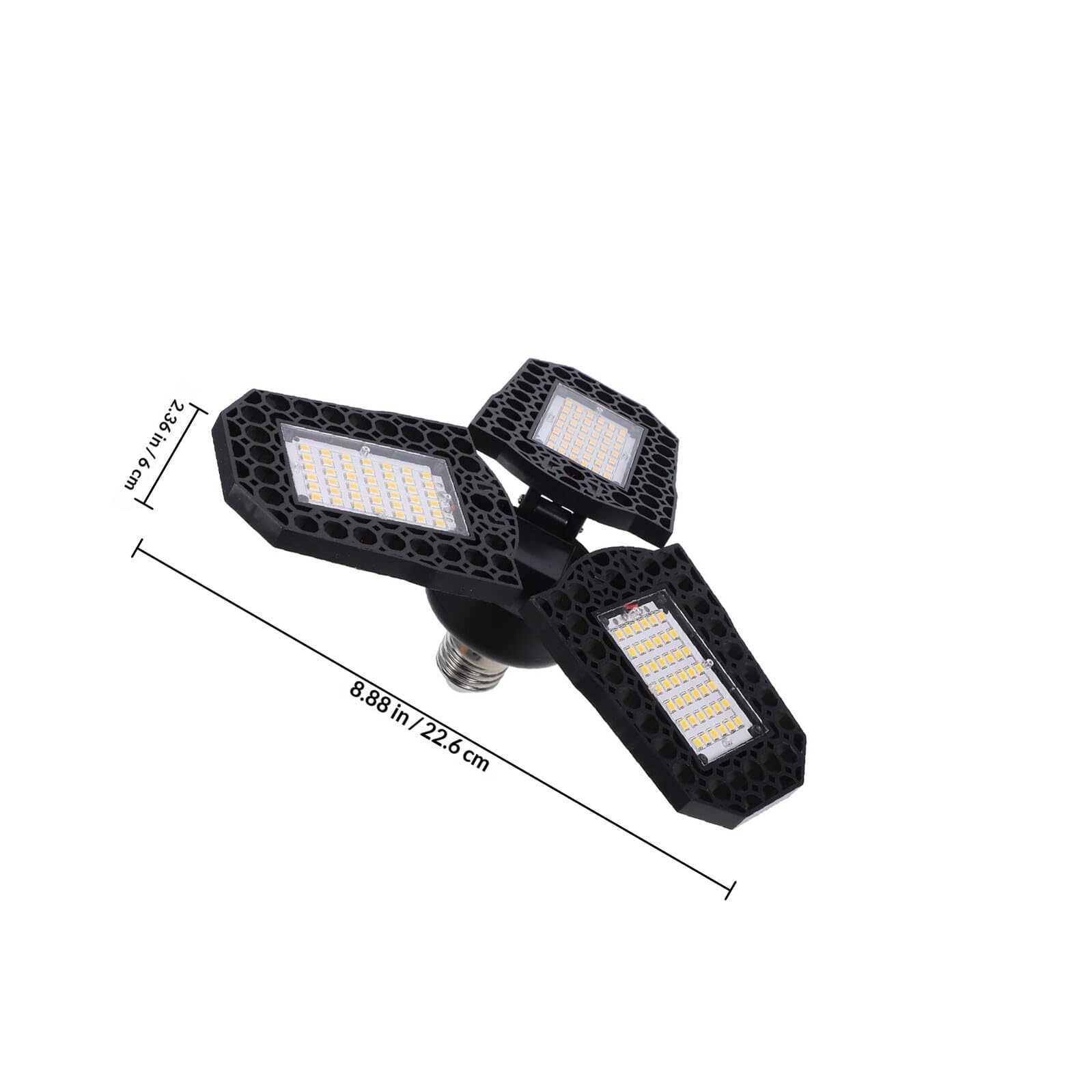 Veemoon LED Deformation Bay Light 60w Warm White Three-Leaf Folding Garage Ceiling Lamp for Workshop and Warehouse Lighting — view 2