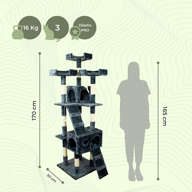 Foto 8 de 8 de Mobiclinic, Rascador árbol para Gato, Modelo tom, Grande, Escalar, 4 Alturas, Soporta hasta 10 kg
