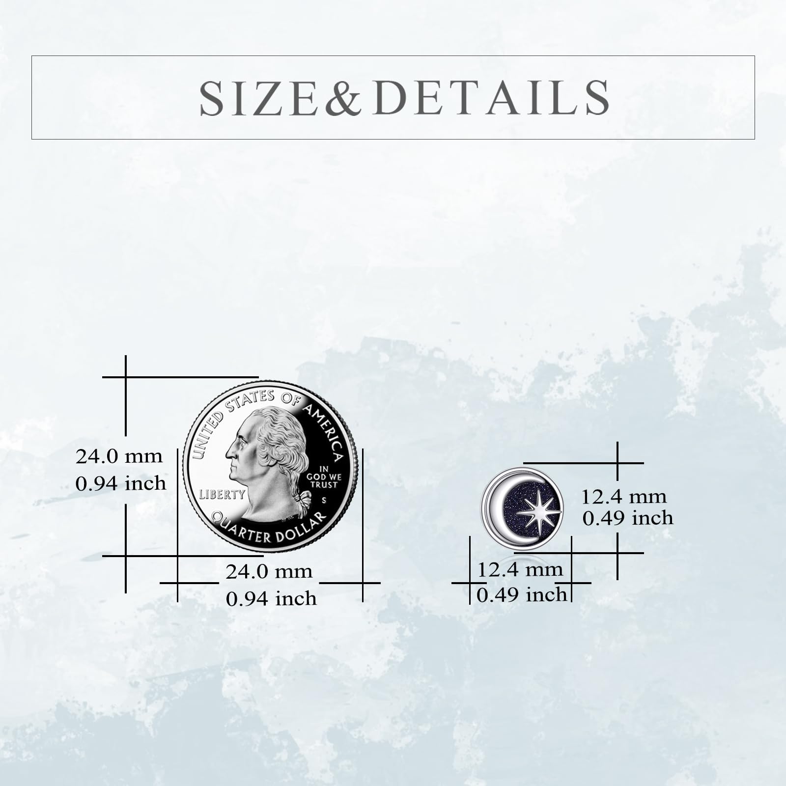 VONALA Pendientes de tuerca pequeños de plata de ley 925 con diseño de sol y luna negra, hipoalergénicos, regalos para familiares y amigas