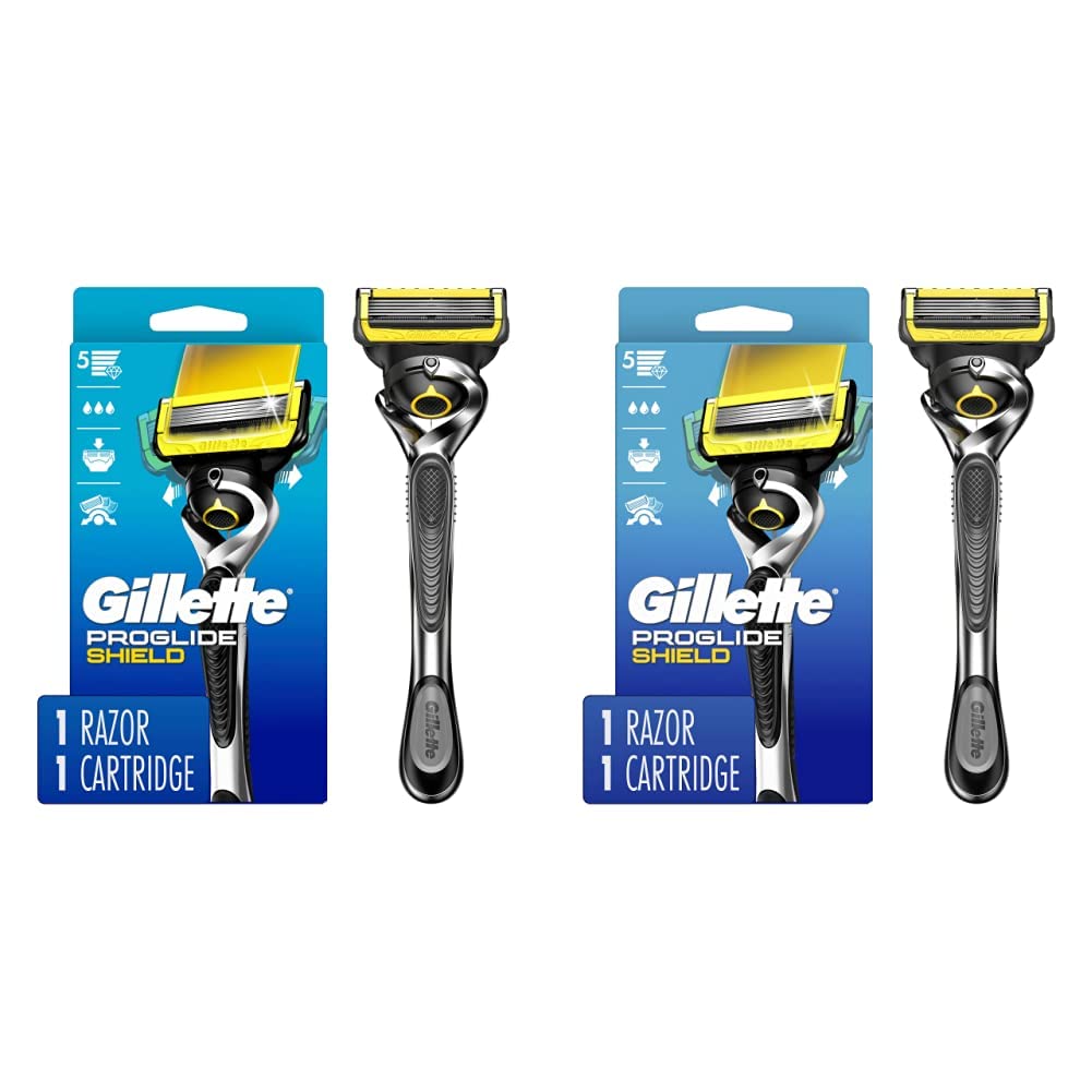 GilletteProGlide Shield Men’s Razor Handle + 1 Blade Refill, Shields Against Skin Irritation (Packaging May Vary) (Pack of 2)