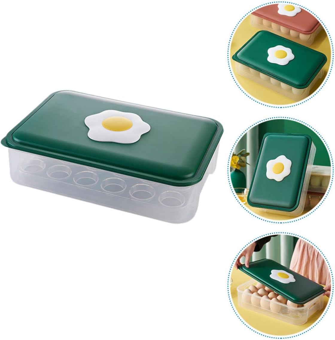 Egg Storage Tray with Lid, 24 Grid PP Refrigerator Organizer