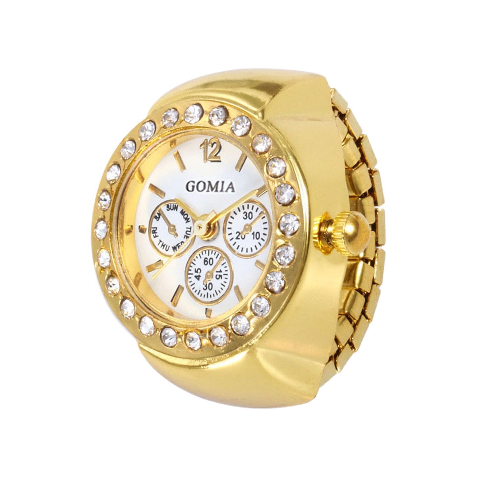 Finger Watch - Stainless Steel Analog Finger Watchs | Ring Watch | Vintage Mini Wristwatch Rings Jewelry Accessory Accurate Time Display Metal Case Fashion Statement Ring Watchs