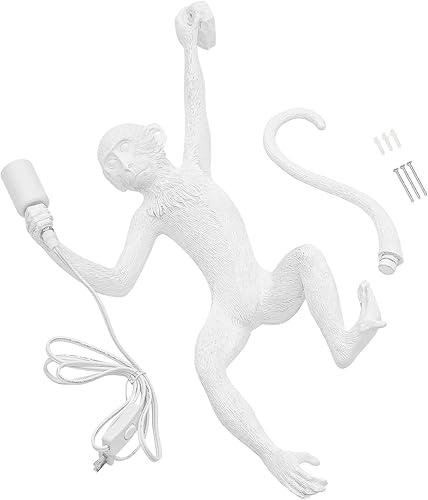 Miniatura 3 de Lámpara de pared vintage de mono, lámpara de resina, lámpara industrial retro, luz blanca de animales vintage E26 para comedor, sala de estar,