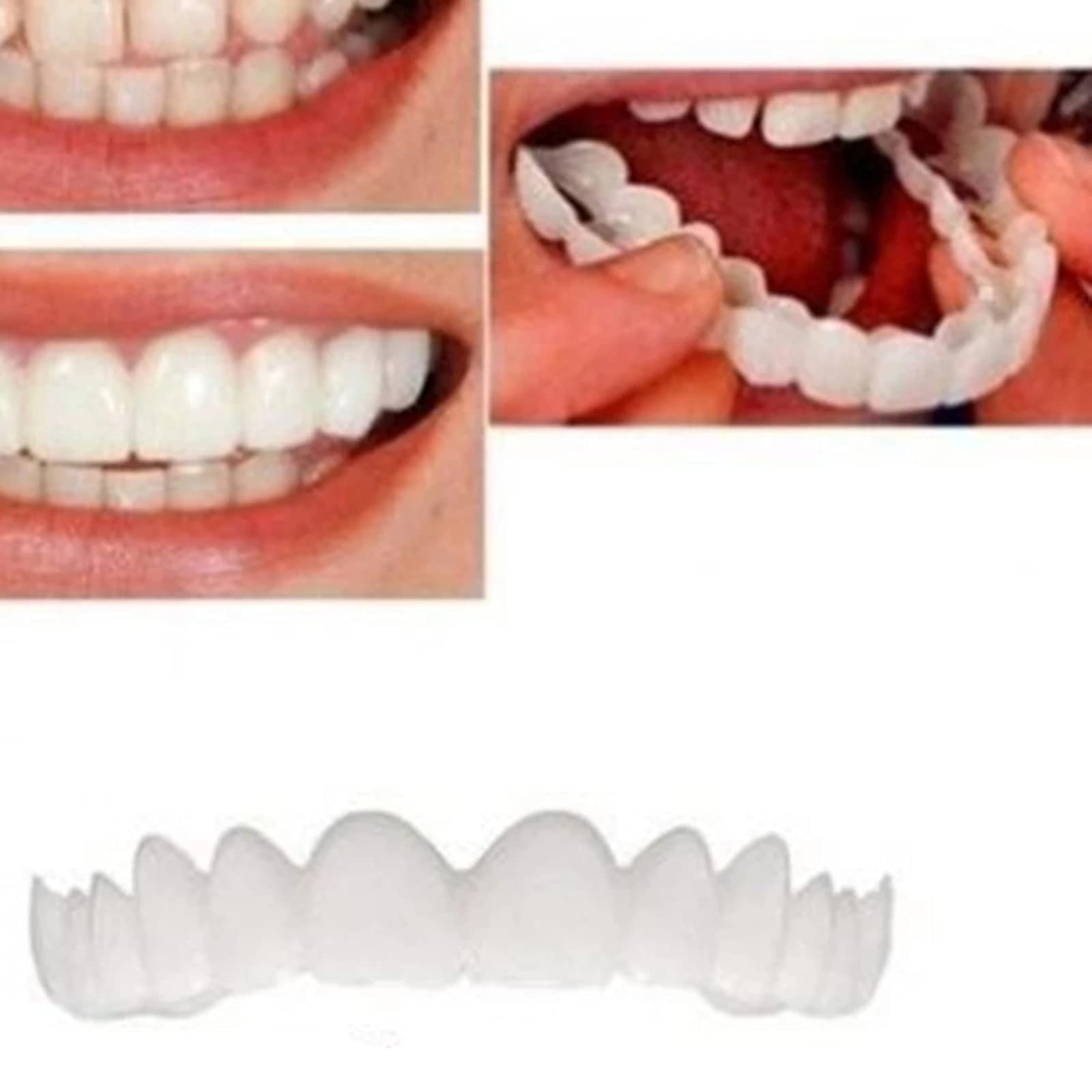 CZsy 2pairs Veneers Snap in Teeth Snap On Secure Top and Bottom Teeth to Perfect Smile Cosmetic Teethupper Lower Flex Dental Veneers