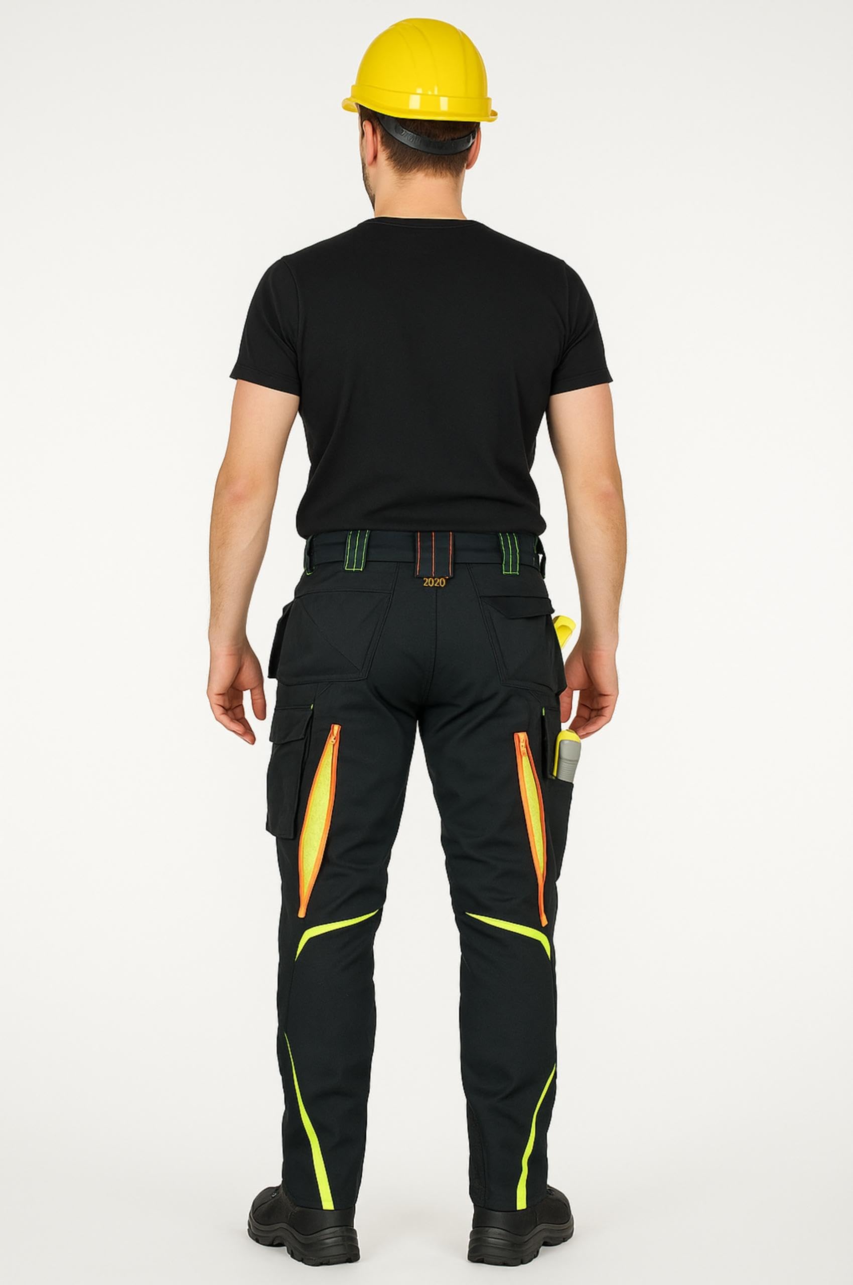 SPECTO Spodnie męskie robocze STRAUSS PREMIUM 65511 czarno-żółte Wentylacja r. 58