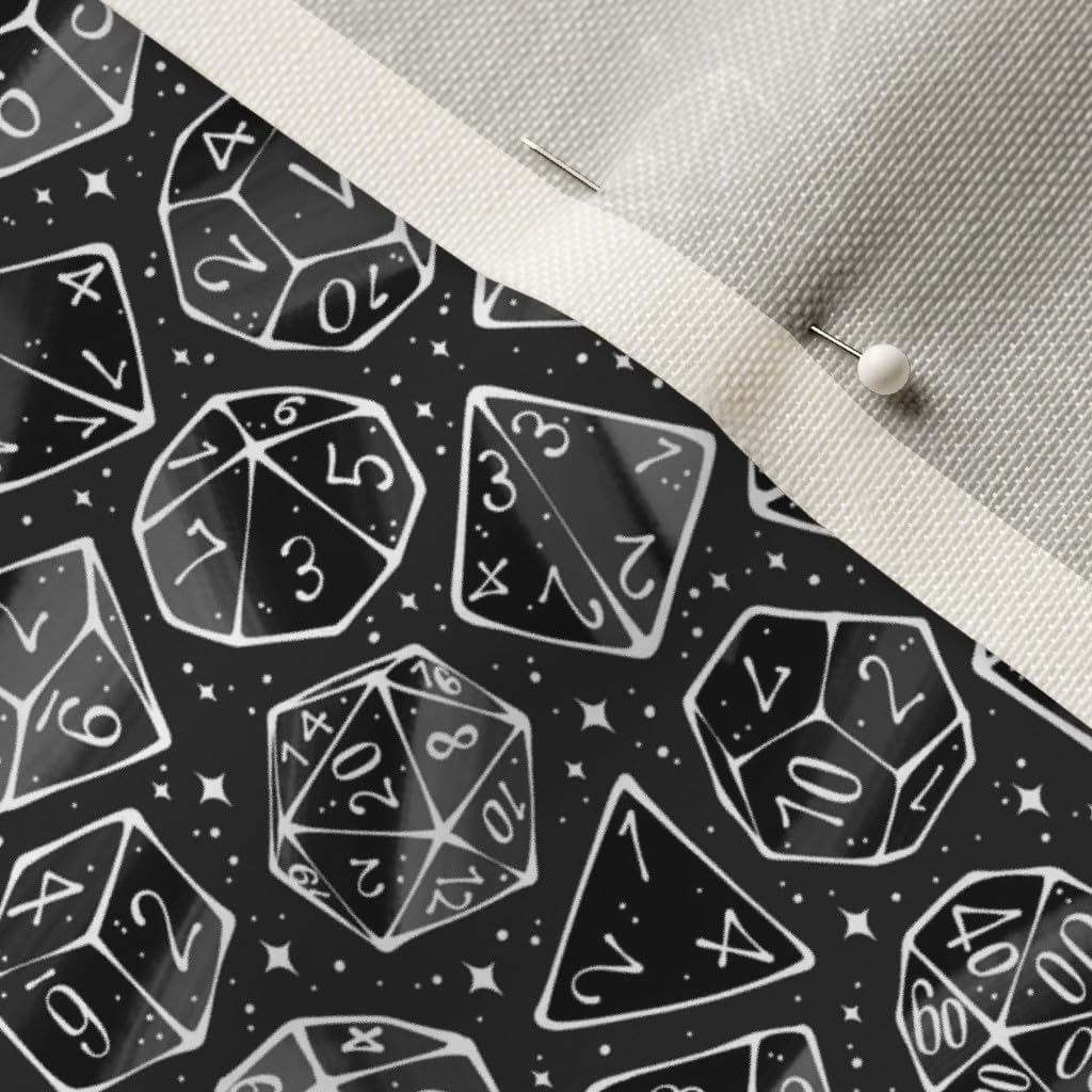 Spoonflower Fabric - Roll Dice Gray Black Fantasy Magic Nerd Nerdy Dragons Galactic Printed on Upholstery Velvet Fabric Fat Quarter - Upholstery Home Decor Bottomweight Apparel
