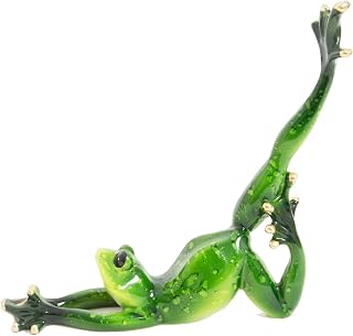 3D kreativa grodfigurer, söta och roliga grodor yogastatyer och skulpturer för heminredning och kontorsskrivbordsdekor (nr 3)