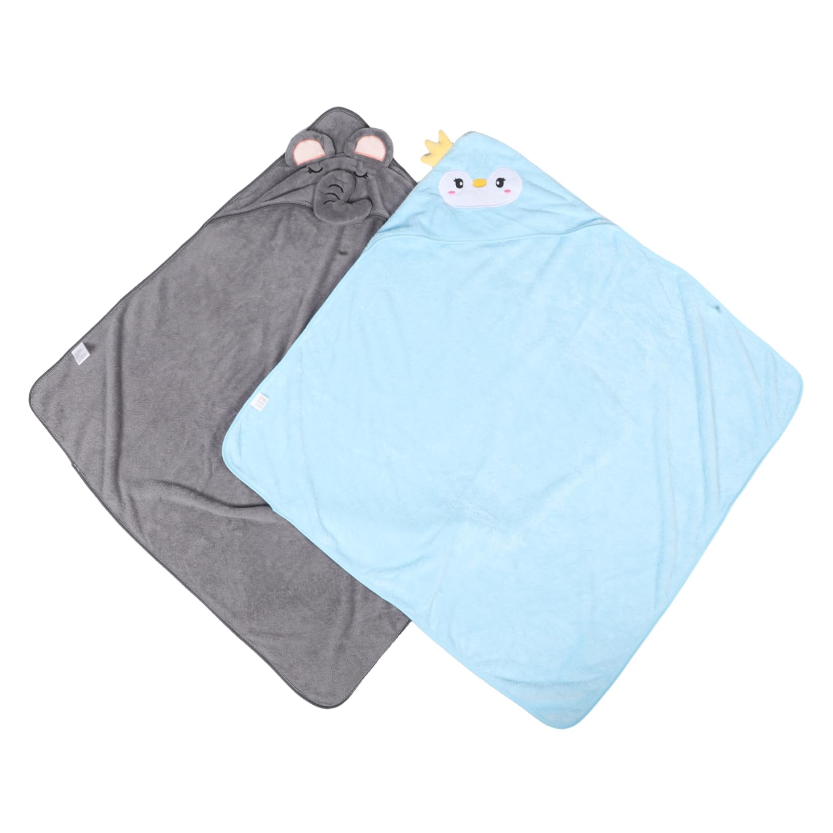 Ciieeo 2pcs Baby Hooded Towels: Cartoon Embroidered Bathrobe Kids Soft Absorbent and Warm Toddler Bath Blanket for Newborns and Infants