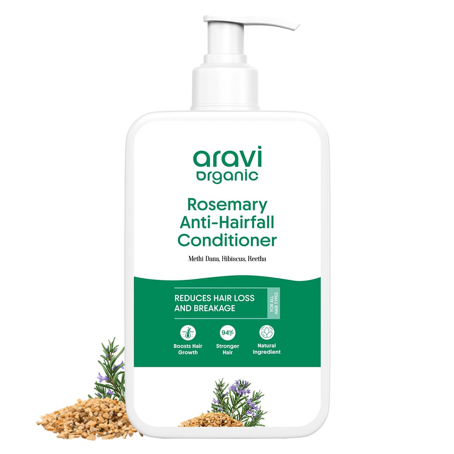 A.r.a.v.i Organic Rosemary Anti-Hairfall Conditioner, Reduces Hair Loss and Breakage| Alcohol Free| Paraben Free| Silicone Free| Boosts Hair Growth, All Hair Types