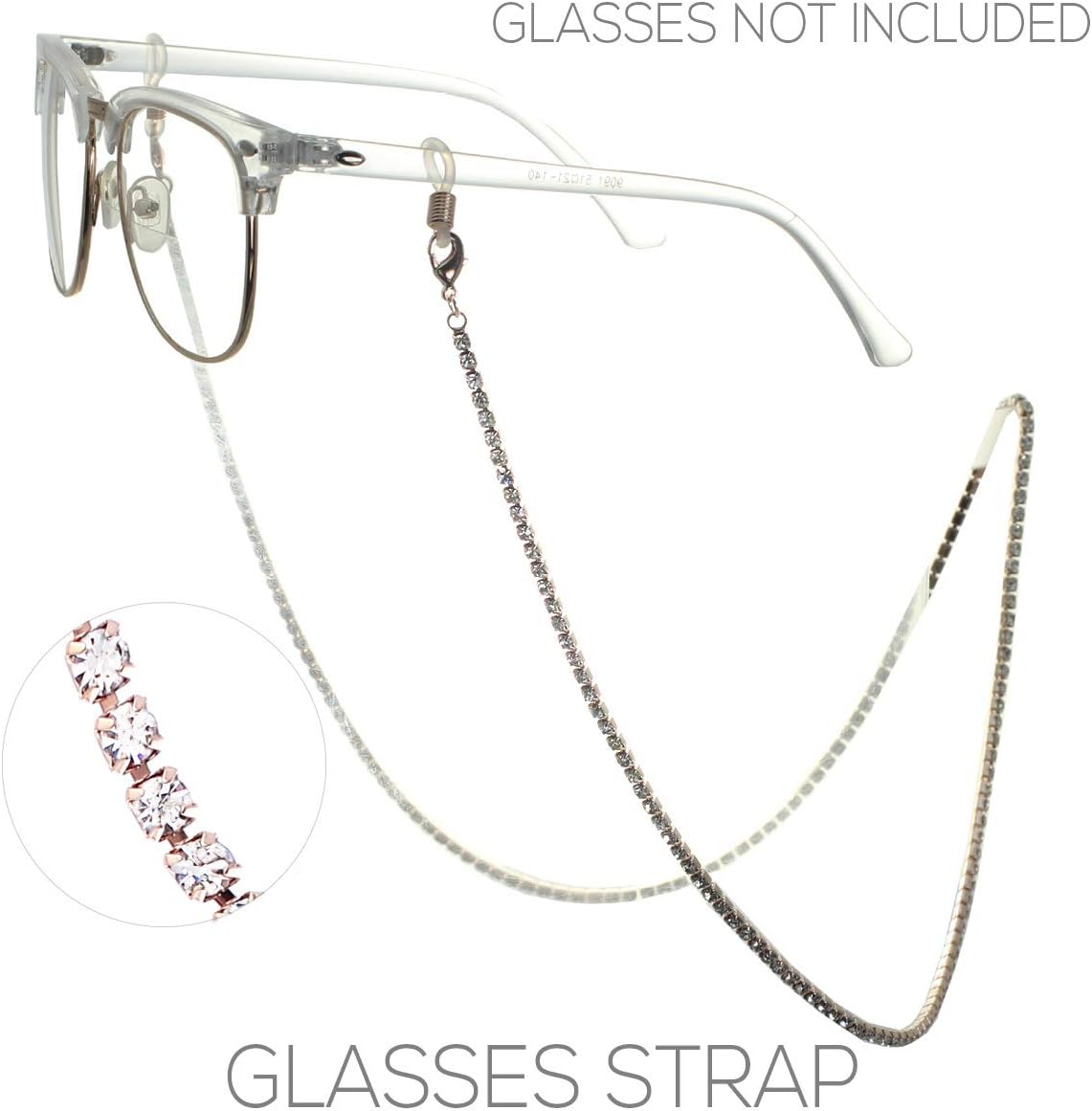 Rosemarie Collections Women's Elegant 3mm Crystal Rhinestone Strap Reader Eyeglass Chain Necklace Holder, 28.5" image 3