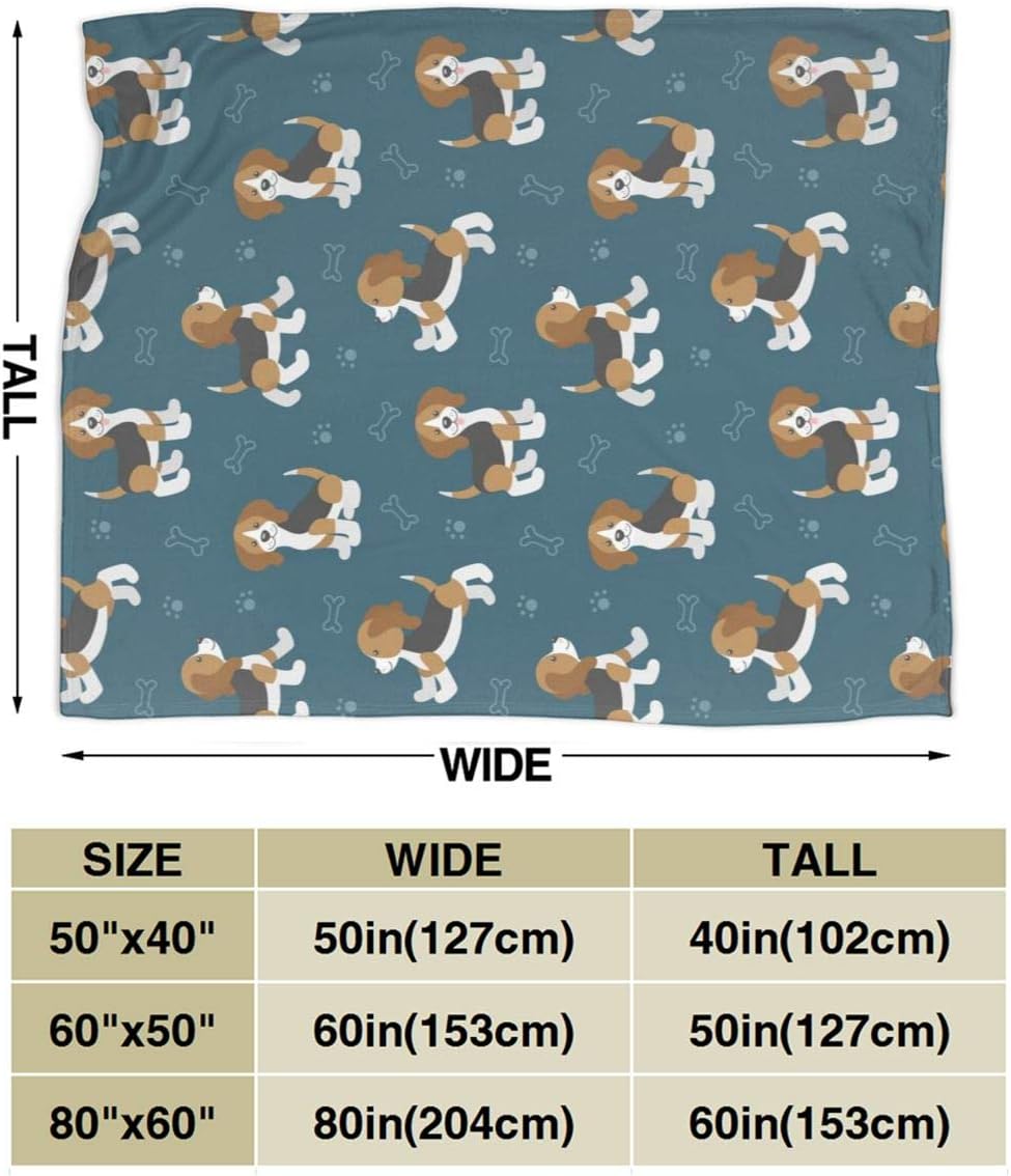 Cute Cartoon Beagle Dog Blanket Super Soft Light Weight Cozy Warm Fluffy Plush Throw Blanket for Bed Couch Living Room 40x50 inch