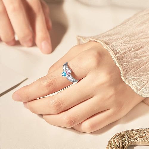 Miniatura 3 de Anillos de piedra natal personalizados para mujer, regalos personalizados para el día de la madre, anillos de promesa para madre e hija o mejor