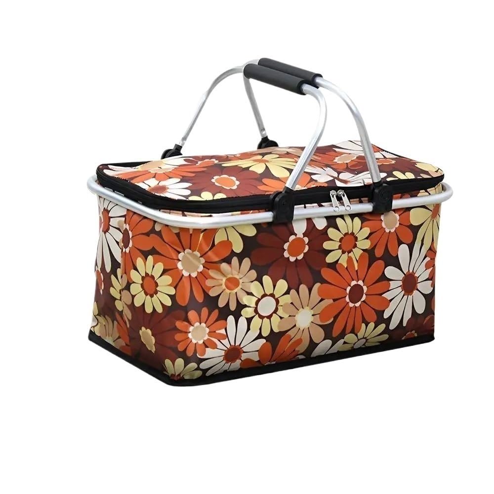 DFJOENVLDKHFE Foldable Large Insulated Picnic Basket, Outdoor Barbecue Camping Transport, Bag With Handle, Portable Design
