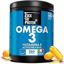 Omega 3 Capsules 360 Rock The Protein® Omega 3 2000 mg, 360mg EPA, 240mg DHA Per Dose, Fish Oil Omega3 Fish Oil Heart Health, View, Brain, Fatty Acids 1000mg By Softgel