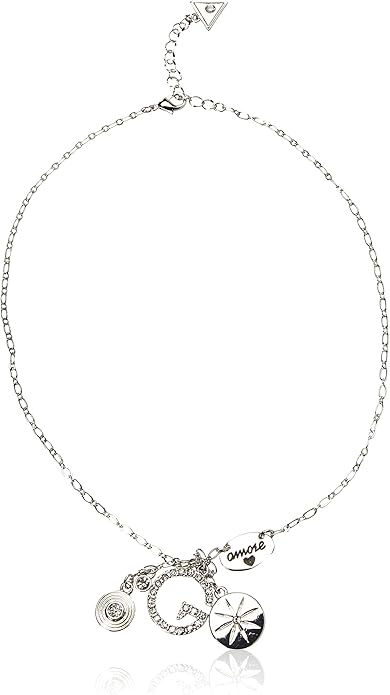 GUESS  | Collar en forma de Y lineal Silver Pave G «Basic», extensor de 16 pulgadas + 2 pulgadas