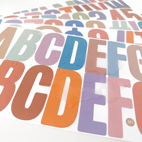 Miniatura 7 de 500 calcomanías de letras grandes de 2.5 pulgadas, 30 hojas, autoadhesivas con números del alfabeto bohemio para tablones de anuncios, aulas, buzón,