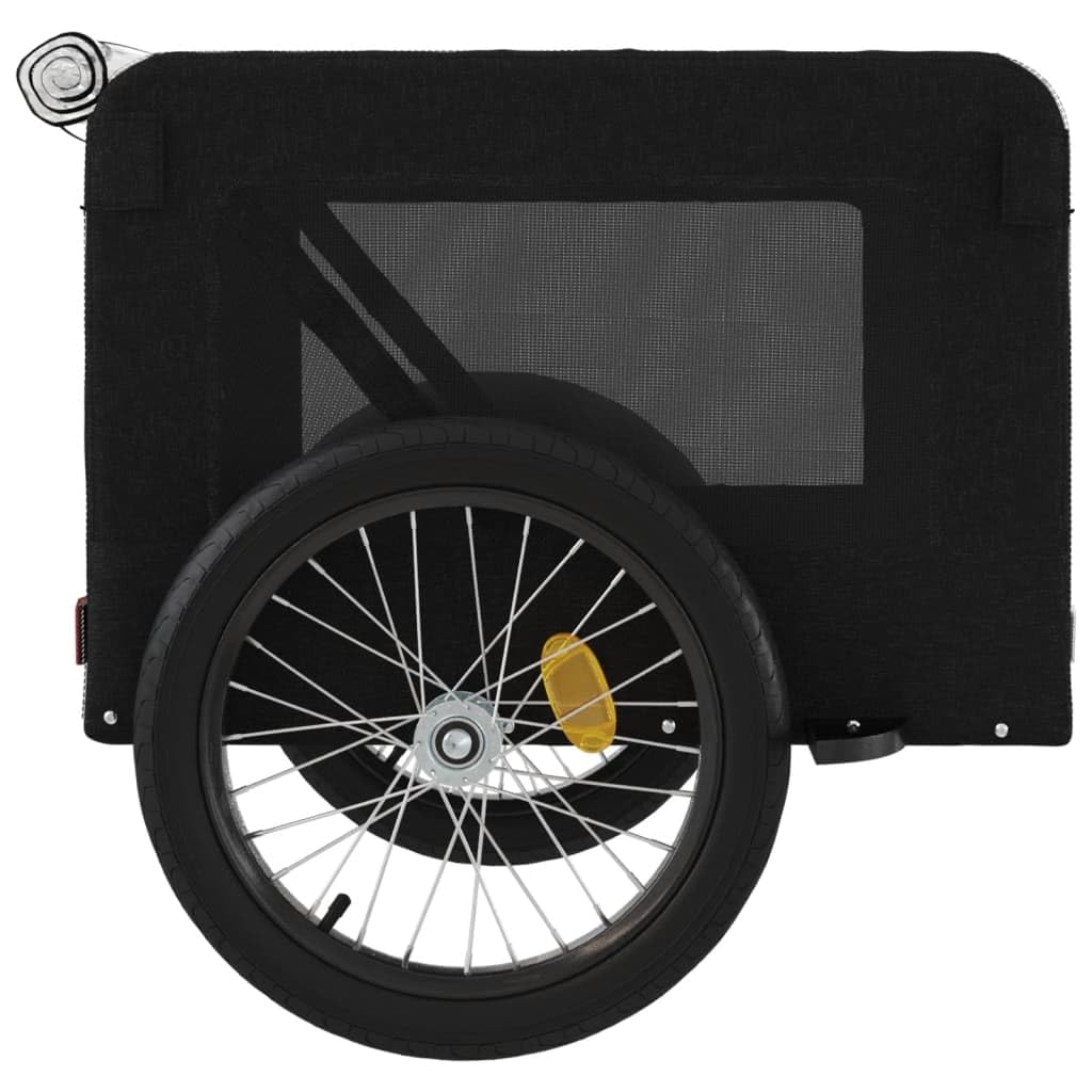 Fahrradanhänger Hunde Schwarz Oxford-Gewebe Eisen | PVC-Dach, Netzfenster, Reißverschlusstüren, Reflektoren, Flagge, 2 Räder