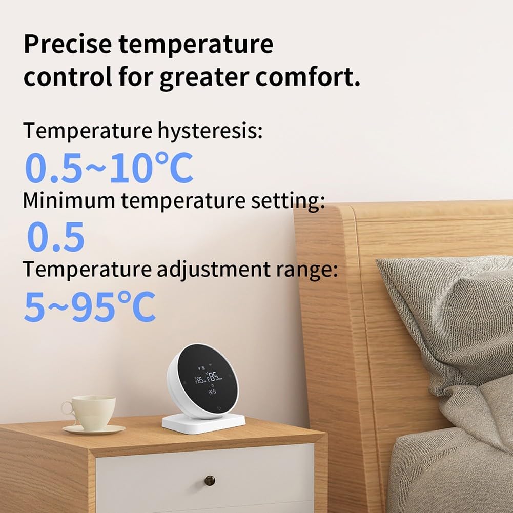 Termostato programable para Tuya Life App sistema de caldera de calefacción por suelo de agua, receptor inalámbrico RF433, pantalla LCD giratoria para dial USB blanco (WIFI)