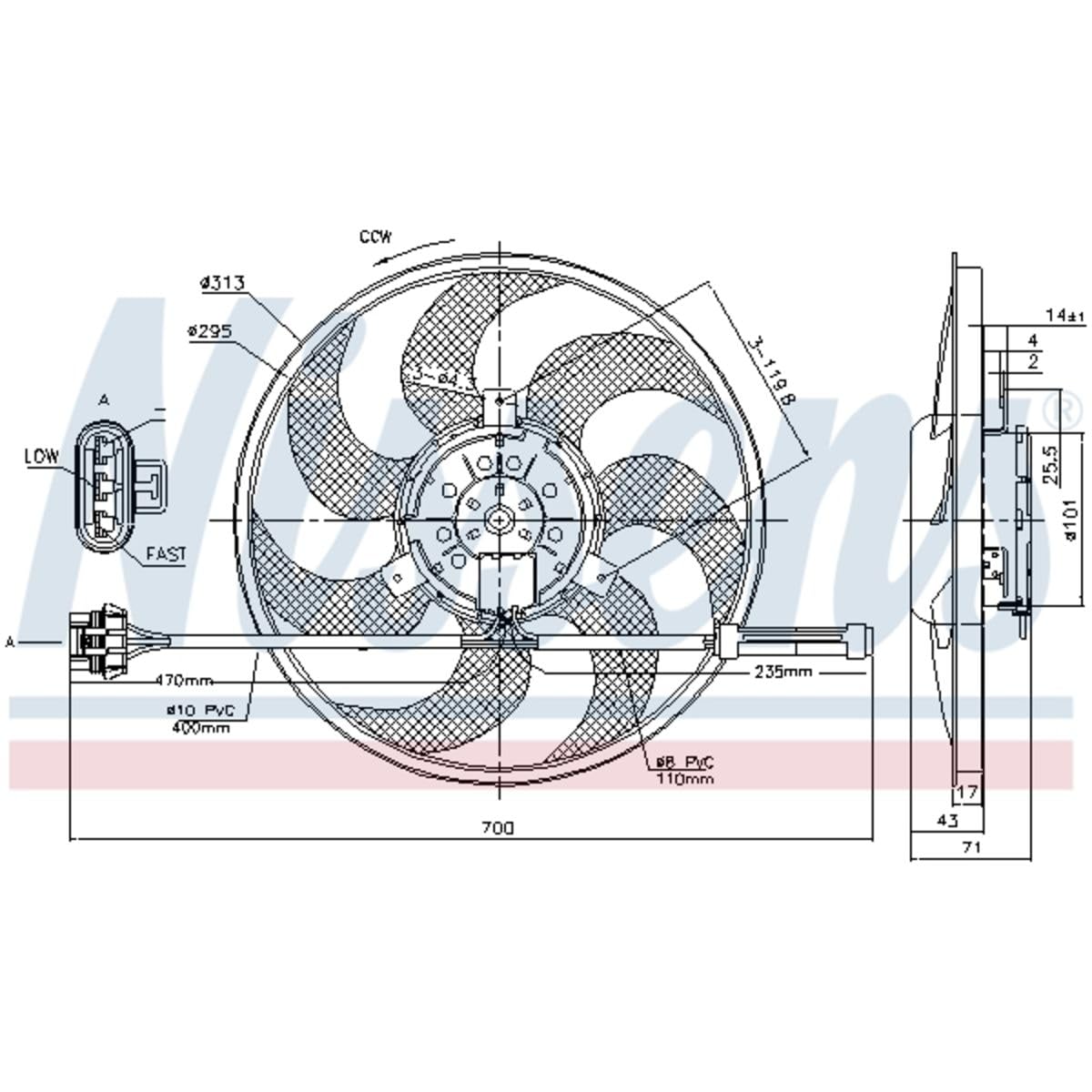 NISSENS Ventola, Raffreddamento motore 85775