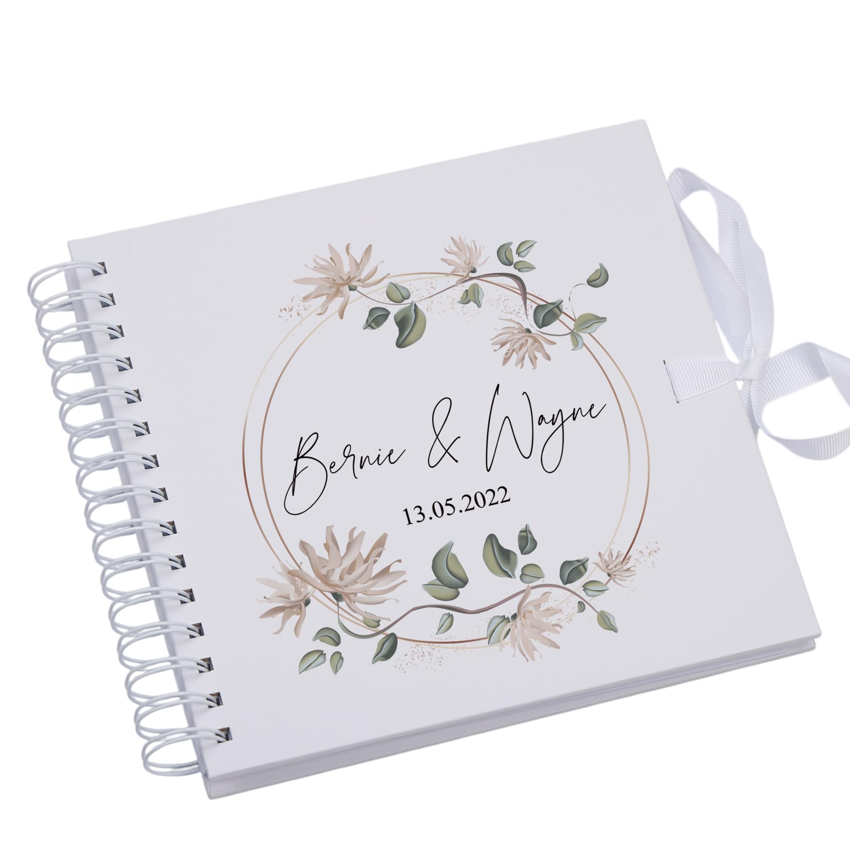 Ukgiftstoreonline White Personalised Wedding Scrapbook, Guest Book, Photo Album Wedding Couple