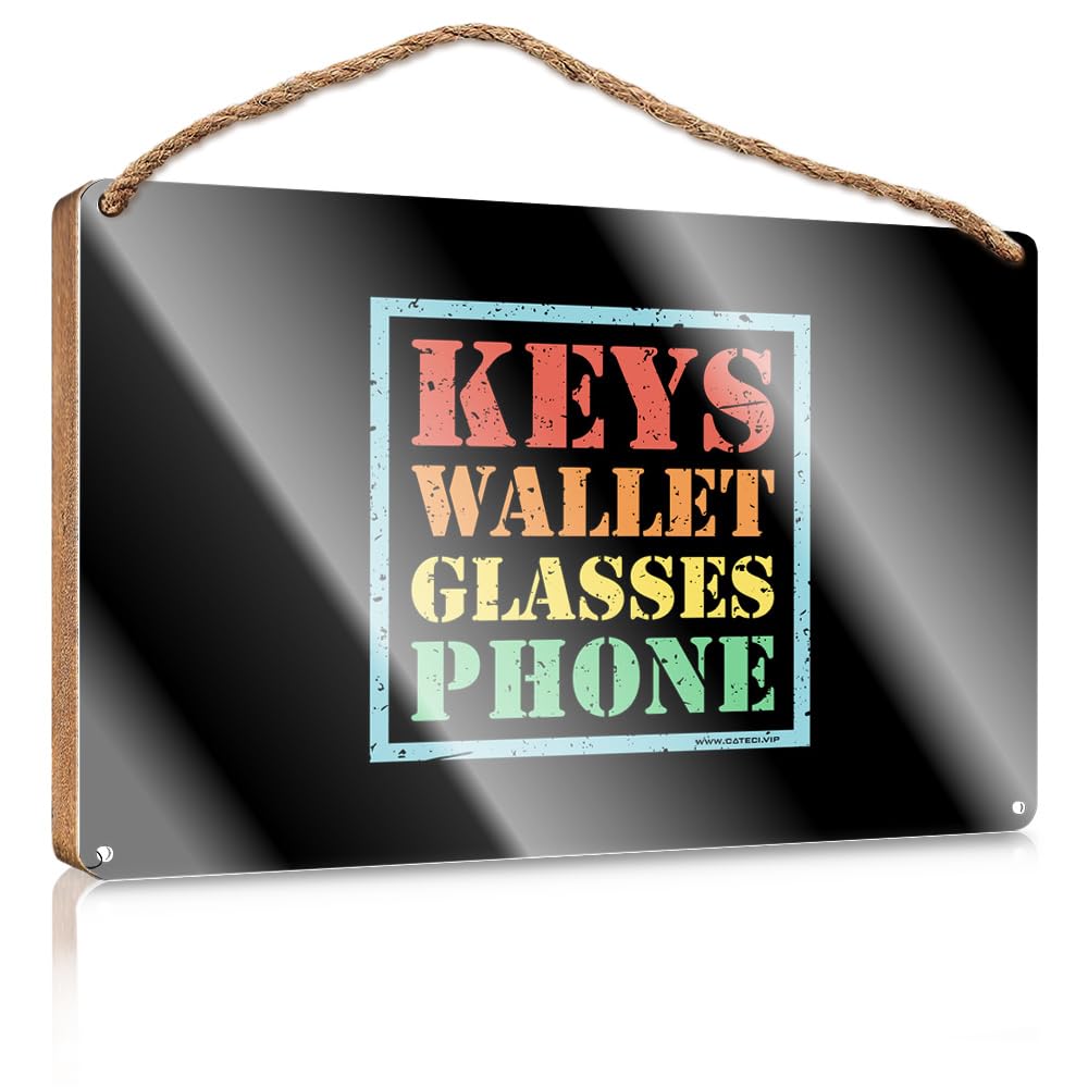 MAHQPZXSF Funky Home Decor Keys Wallet Phone Glasses Wooden Sign Wood Sign With Sayings Winter Door Decorations(15X28CM)