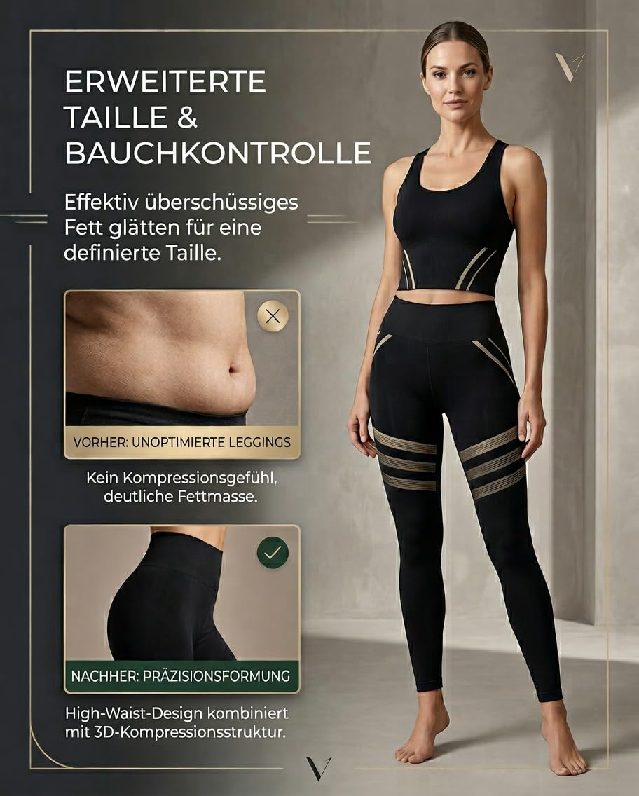 3D Kompressionleggings Damen Anti Cellulite Lipödem Scrunch Sportleggings High Waist Push up Gym Yogahose
