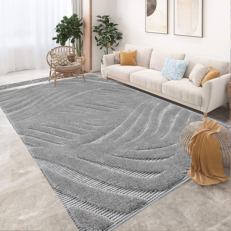 Cozy Haven Comfy Collection Rug – Large Washable Non-slip Carpet for living Room, Bedroom, Lounge Dining, Kitchen Thick Soft Modern Indoor Floor Rugs (Grey Des 2, 200x290 cm)