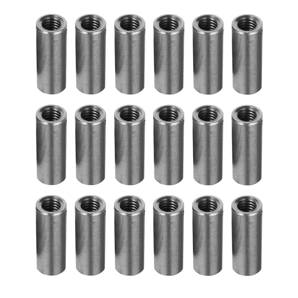 TEHAUX 20pcs Rod Nuts Threaded Rod Connectors Stainless Steel M8 Round Coupling Nut Threaded Bar Rod Welding Nuts Silver