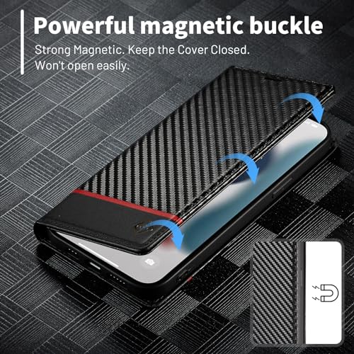 Étui portefeuille iPhone 13 Pro Max porte-cartes coque antichoc carbone - 2