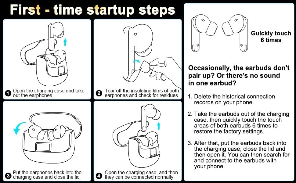 Miniatura 9 de Auriculares inalámbricos con cancelación activa de ruido, sonido estéreo de graves grandes, 4 micrófonos ENC AI llamadas claras con baja latencia
