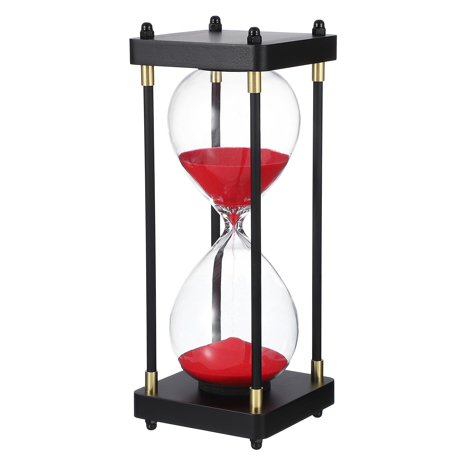 PATIKIL Large Decorative Sand Timer, 30 Minutes Wood Hour Glass Timer Modern Wooden Hour Glass for Cooking Game Office Classroom Kitchen Home, Red(Style 1)