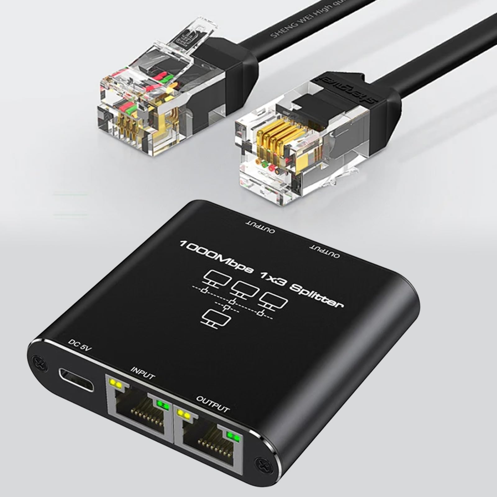 1 to 3 Gigabit Ethernet Networking Expander Splitter 1000Mbps Fast Speed for Home Entertainment