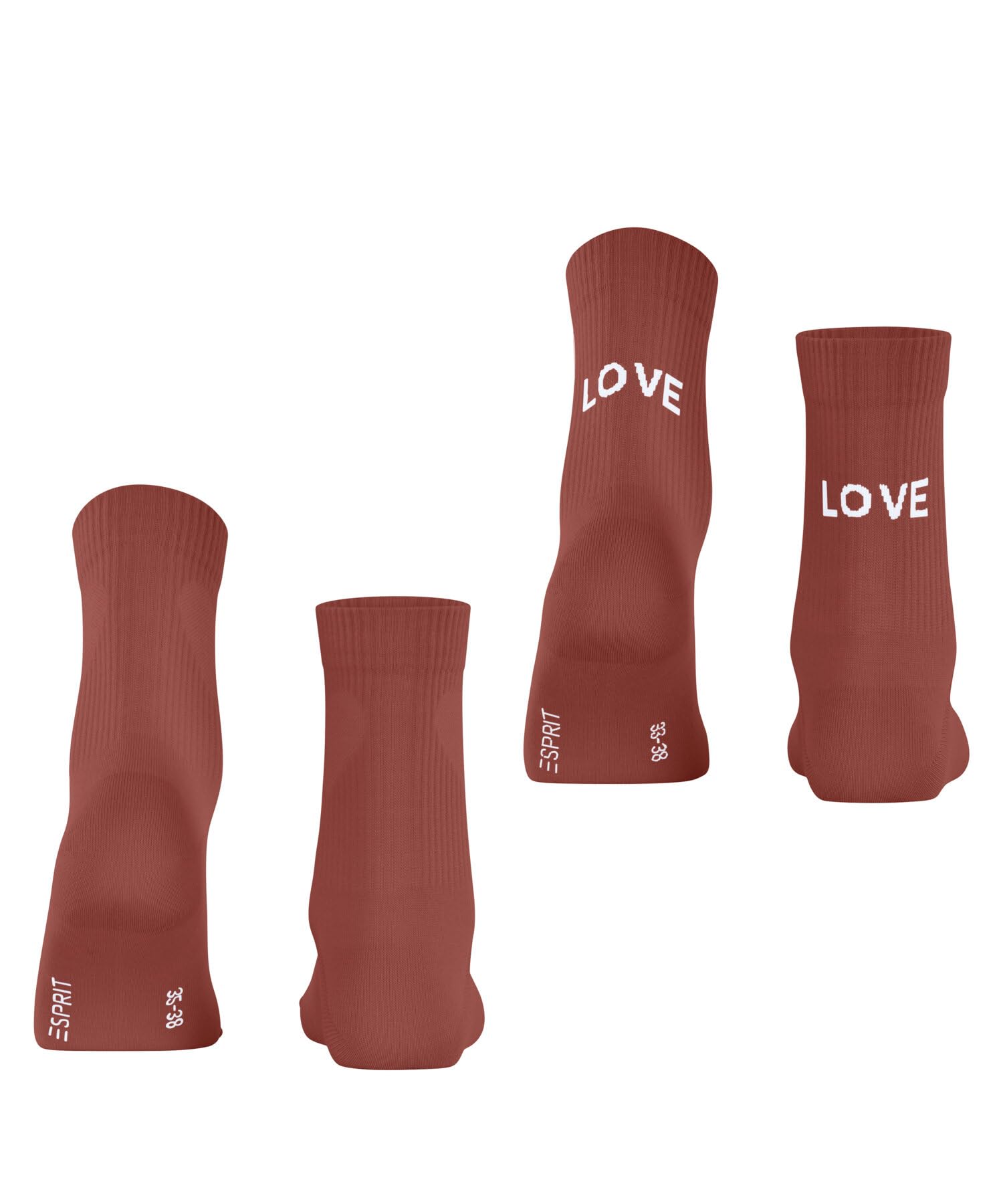 ESPRIT Kobiety Skarpety Heart & Love Multipack W Sso bawełna z wzorem 2 Pak, Czerwony Rust Red 8721, 35-38