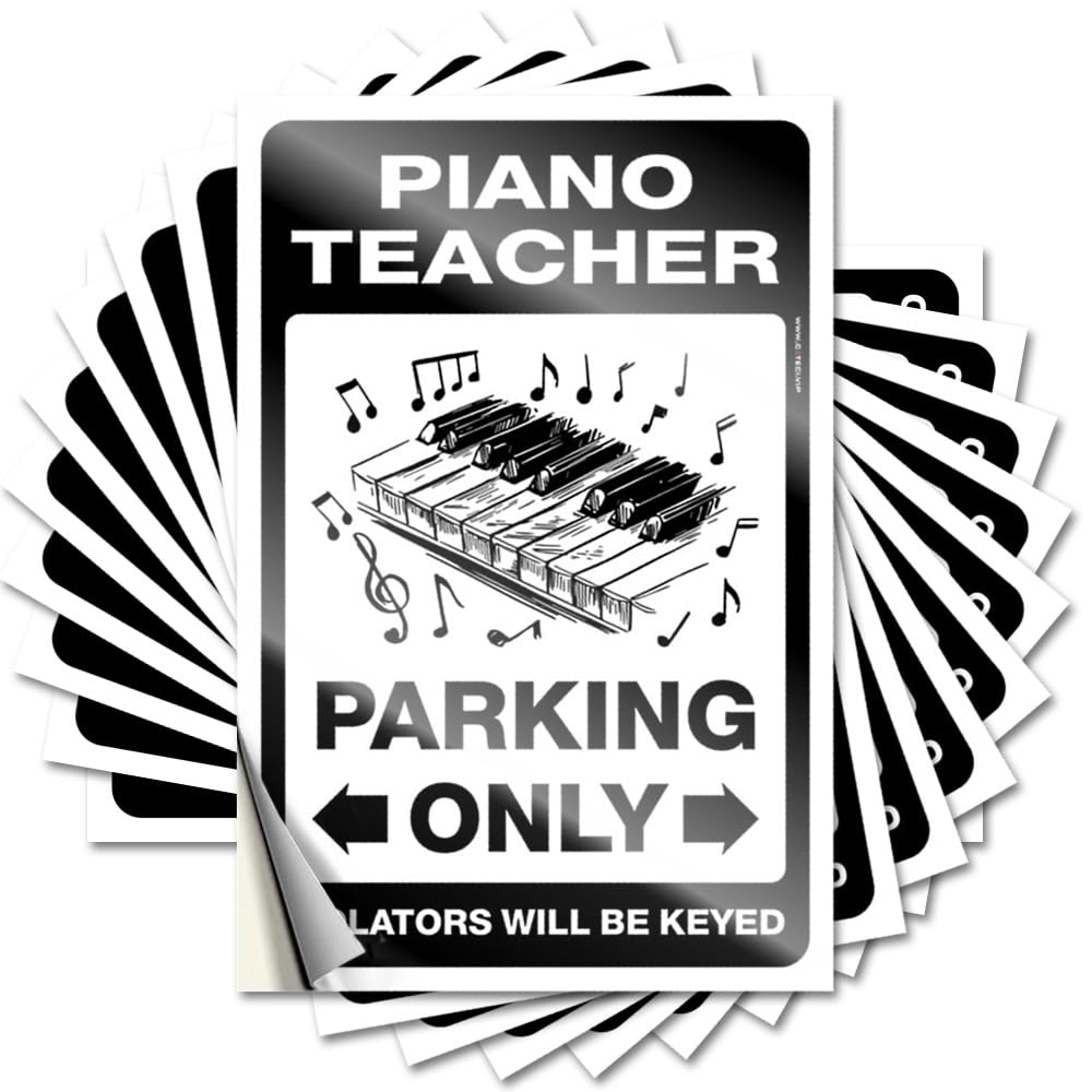 Piano Teacher Parking Only Sticker Hot Self Adhesive | Books Bumper Vinyl Sticker Pack for Motorcross(8X12CM)
