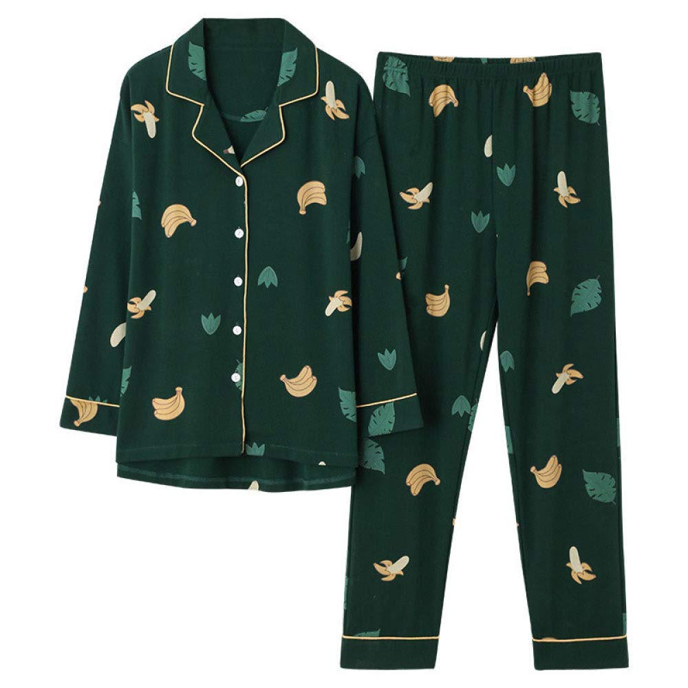 Conjunto De Pijamas De Mujer,Conjunto De Pijamas Con Estampado De Plátano De Dibujos Animados De 2 Piezas Algodón Clásico Con Botones Pjs Top & Bottoms Ladies Ropa De Dormir De Manga Larga Ropa De