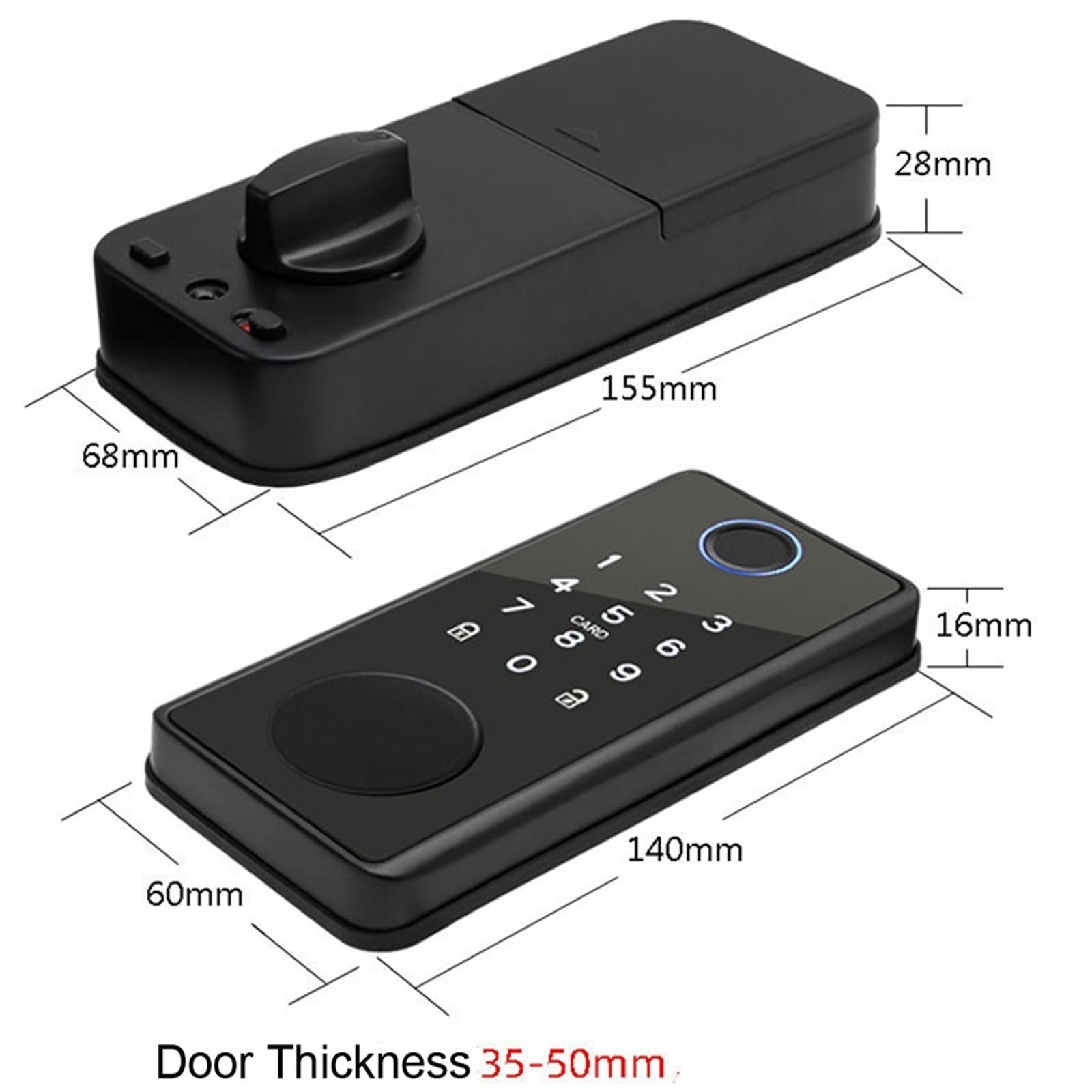 Inteligentny zamek do drzwi drewnianych Hasło Odcisk palca Bluetooth Elektroniczny zakleszczenie Klucz mechaniczny Automatyczna blokada aplikacji Cyfrowy ryglowy Biuro Handlowe