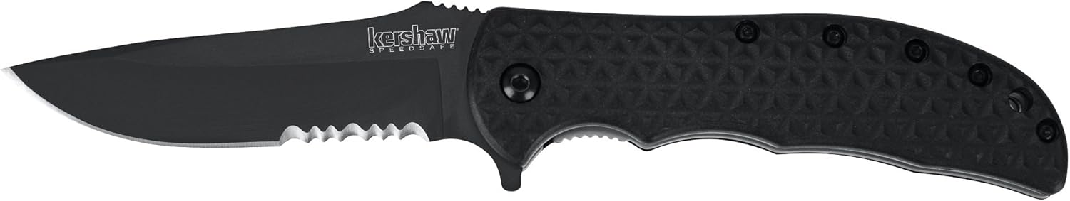 3.25" Serrated Pocket Knife | Kershaw Volt II 3650CKTST Black : Tools & Home Improvement