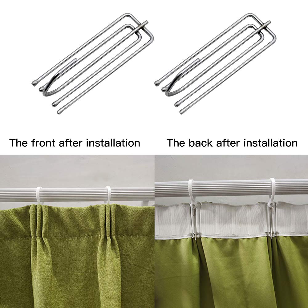 Gardinenhaken Edelstahl - 50 Stück 4-Zinken Haken Für Vorhänge & Schienen