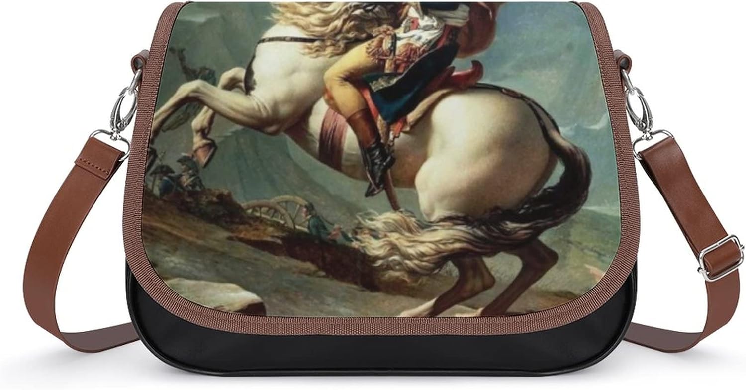 Leather Crossbody Bags for Women Designer Shoulder Messenger Bags with Printed Flap Nebula Galaxy Space