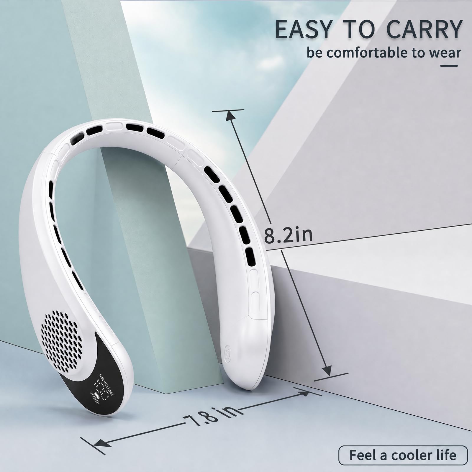 ASNUG Ventilateur de cou portable sans pales - Rechargeable par USB - 4000 mAh - 3 vitesses réglables - Refroidissement plus rapide - Ultra silencieux - Convient pour la maison, le bureau, le sport
