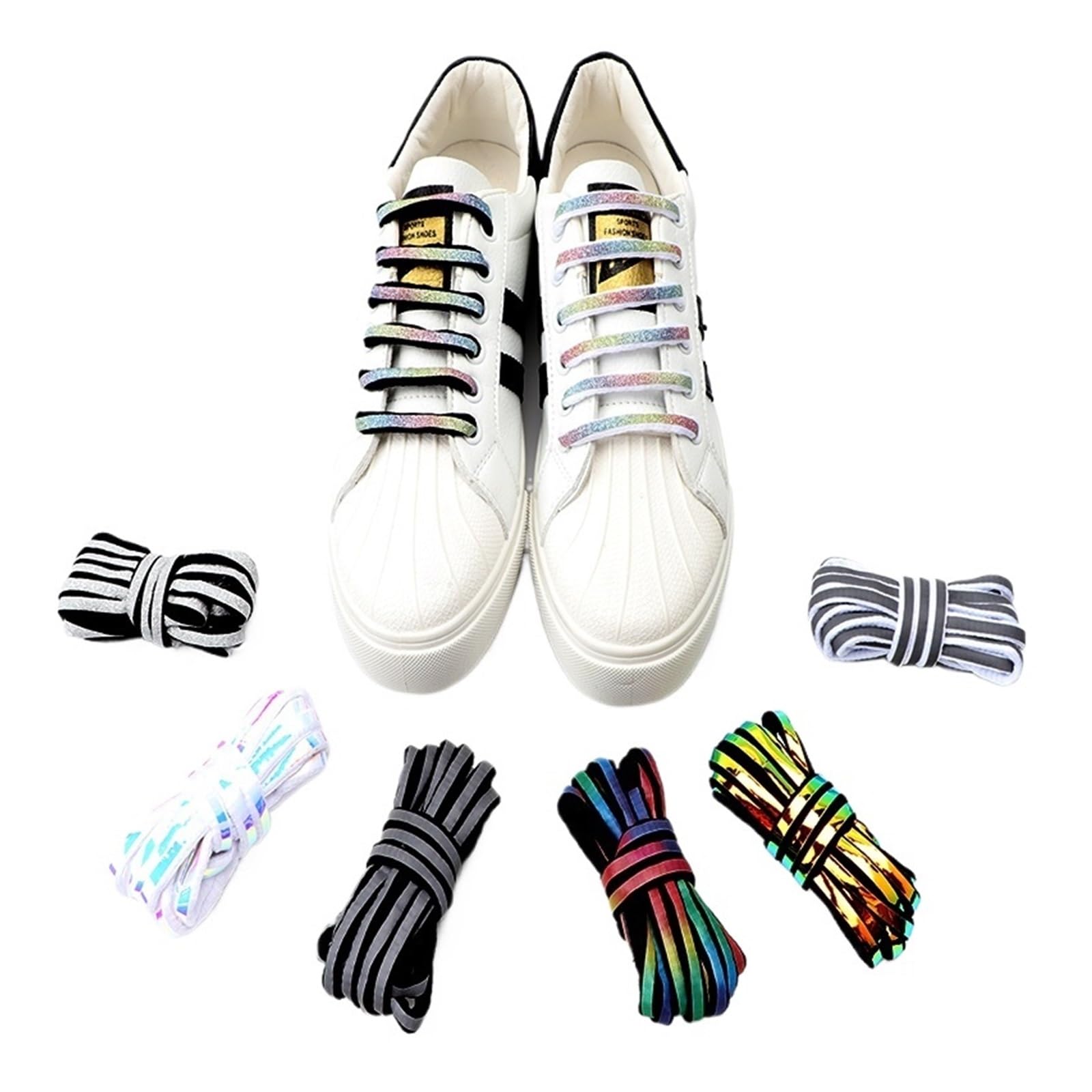 Cordones, Banda de Goma for Zapatos Casuales Cordones arcoíris Moda for Accesorios Zapatillas(Starry Black,140cm)