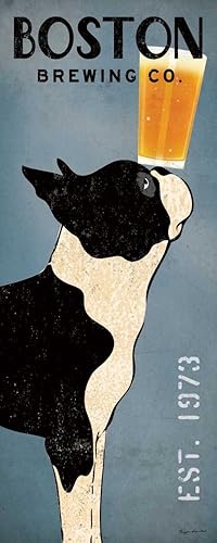 Posterazzi Colección Boston Terrier Brewing Co - Póster impreso por Ryan Fowler (20 x 10 pulgadas)