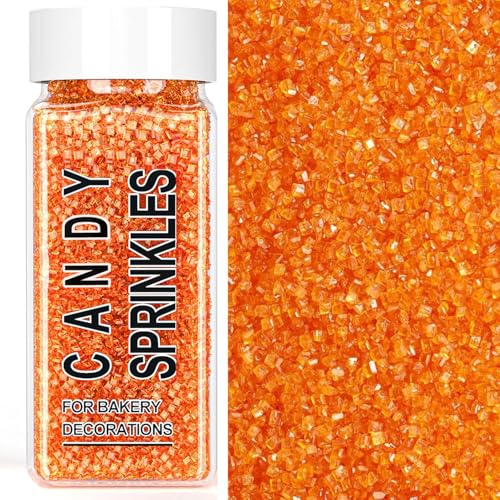Image of Orange Sanding Sugar Sprinkles, 4.6 oz Edible Sparkling Sugar Crystals for Baking Topping, Cupcakes, Cookies, Ice Cream & Cake Decorating, Wedding Party Halloween Thanksgiving Supplies