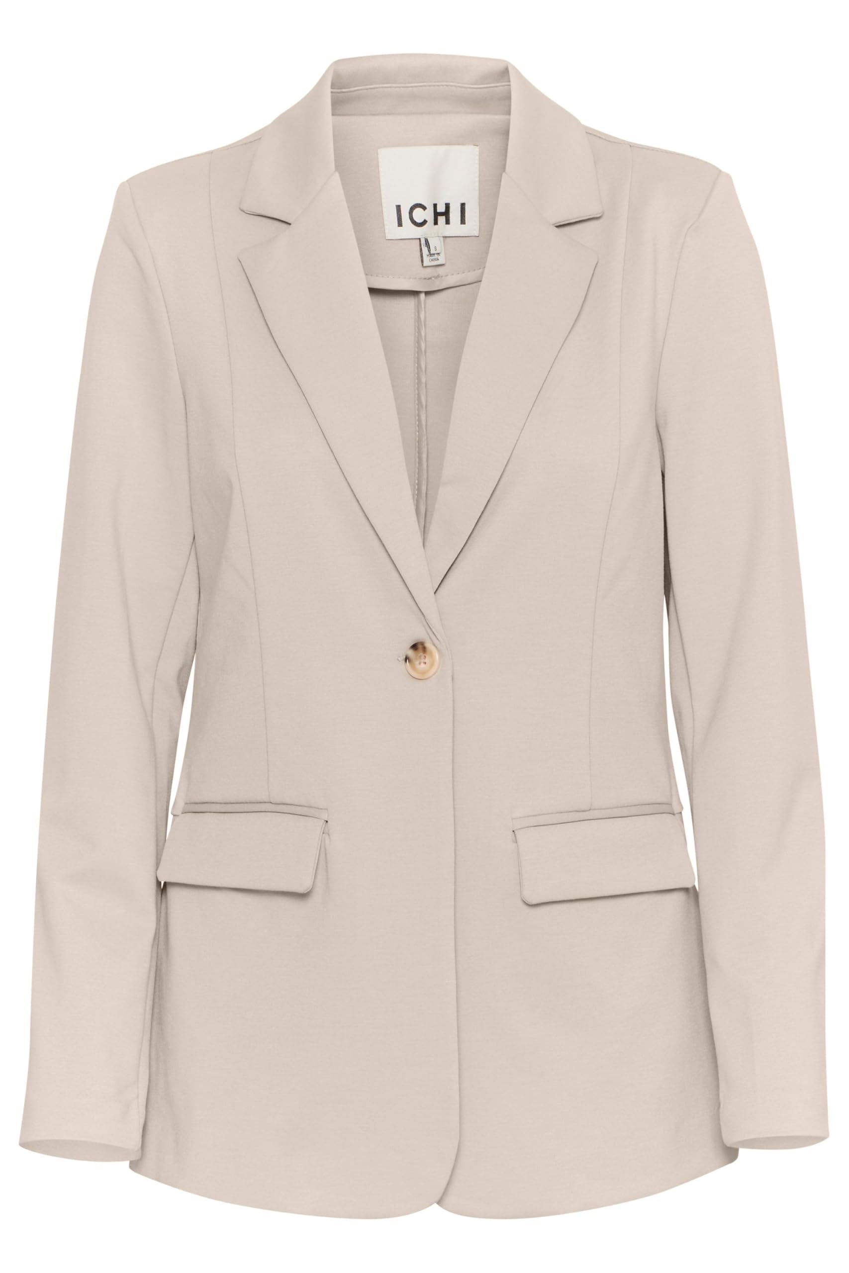 ICHI IHKATE Damen Blazer Jackenblazer Anzugsjacke mit 1-Knopf-Form Klapptaschen Reverskragen leicht elastisch Regular fit