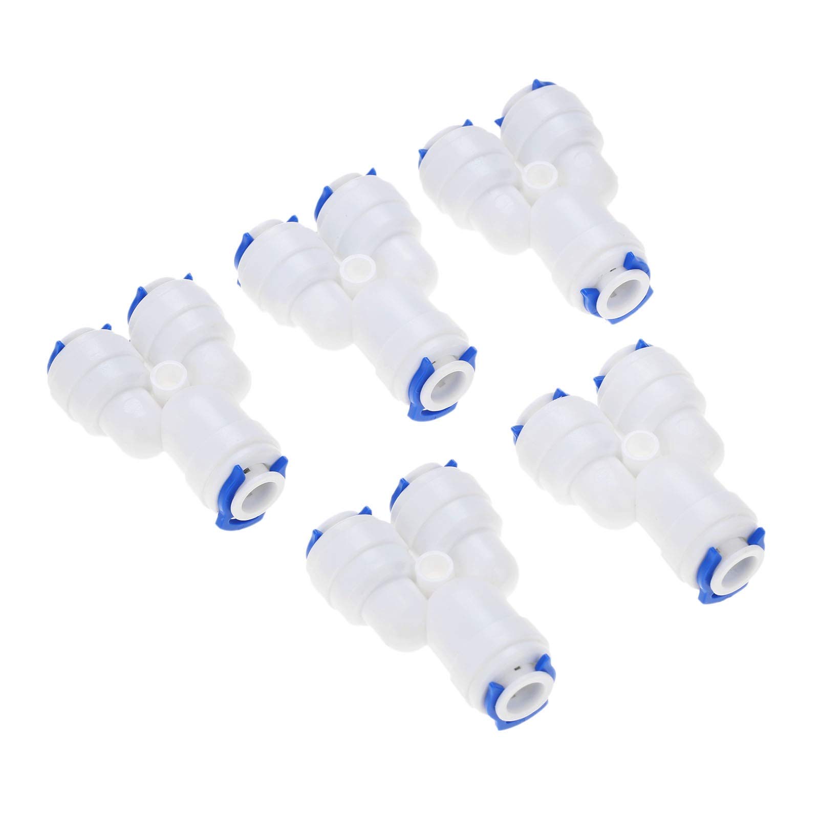 Conexión rápida for Manguera de jardín, 5 Piezas, 1/4 ", 6,35 mm, Tubo Agua, Conector Acoplamiento plástico, ósmosis inversa 3 vías