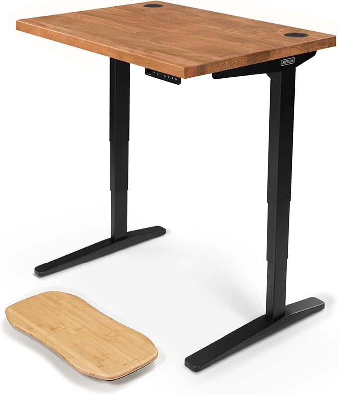 Uplift Desk African Mahogany Wide Plank Solid Wood (42 x 30