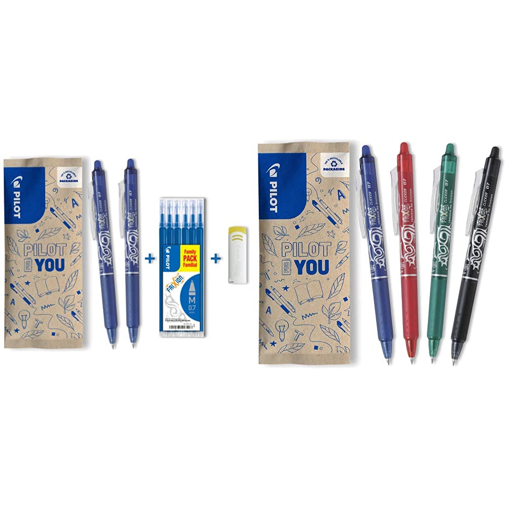 PILOT - Lot de 2 Frixion Ball 1 sets de 6 recharges 1 goe - Stylo effaçable à encre